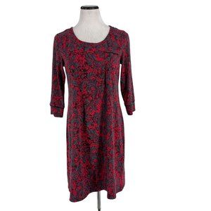 Soma Nightgown Sleep Shirt Women’s Size  Red & Black Medium Floral 3/4 Sleeve